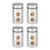 Amazon Brand – Solimo Drip Window Steel Jacketed Glass Jar | Multipurpose Kitchen Organizer With See-Through Window | 1200 Ml Set Of 4 – Silver
