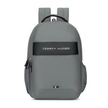 Tommy Hilfiger Joshua Polyester Unisex 15 Inch Laptop Backpack – Light Grey | 21 Ltr Capacity|Padded & Adjustable Strap| Water Resistant | 3 Compartment | Water Bottle Holder | USB Cable Holder Pocket