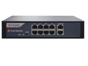 EVTEQ 8 Port PoE + 2 Uplink Port EVTEQ 8CH UPLINK GIGA EV-08F-2G PoE Switch with High Data Transfer, PoE watchdog AI Function