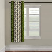 Cortina Damask Light-Filtering Polyester Curtains 5 feet Long Set of 1 for Window [ Opacity: 50-60%, Color: Green, Printed Curtain -130 GSM ]