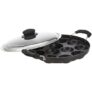 Amazon Brand -Solimo Aluminium Non-Stick Appam Patra – 12 Cavities 22.8 Cms | 2 Side Handles With Stainless Steel Lid | 2-Layered Pfoa, Pfos And Toxin-Free Coating | Appam Pan | Litti Maker (Black)