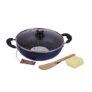 Mumma’s LIFE Non-Stick Deep Kadai with Glass Lid- with Riveted and Virgin Bakelite Handle PFOA/Heavy Metal Free (Induction and Gas Stove Friendly) – (24CM, Blue)