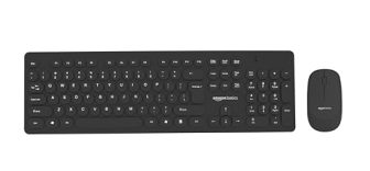 Amazon Basics Wireless Keyboard And Mouse Combo | 1000 Dpi Mouse | 104 Rounded Silent Keys | Lightweight | Compatible To Mac And Windows | Plug-And-Play (Black)