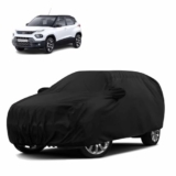 Sulfar 100% Water Resistant Car Body Cover Compatible with Mirror & Antenna Pockets for Tata Flora (Triple Stitched, Full Bottom Elastic, Black-N)