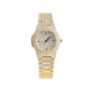 Haute Sauce Women’s The Embellished Cluster Square Watch | Gold Stainless Steel Strap | Crystal Silver Dial | One-Size | Foldover Closure | Quartz | Battery | Wrist Belt Watch for Female and Girls