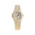 Haute Sauce Women’s The Embellished Cluster Square Watch | Gold Stainless Steel Strap | Crystal Silver Dial | One-Size | Foldover Closure | Quartz | Battery | Wrist Belt Watch for Female and Girls