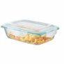 SignoraWare Lock ‘N’ Store Borosilicate Glass Rectangle Container | Microwave Safe | Convenient Storage | Elegant design | Air Tight Lid | Useful for Tiffin and lunch Box (1.4 Ltr | Clear)