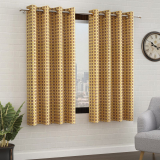 Story@home 152 cm (5 ft) Polyester, Blends Semi Transparent Window Curtain (Pack Of 2)(Printed, Beige)