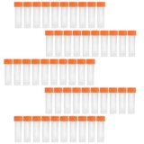 Diy Crafts Pack Of 125 Pc, Clear Color, Plastic Clear Color Graduated Vial Tube With Screw White & Random Caps Refilla (Pack Of 125 Pc, Clear Color)