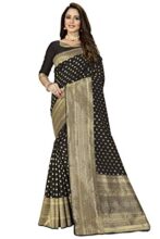 Glory Sarees Women’s Banarasi Silk Saree With Blouse Piece (Glory_Silk101_Black)