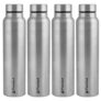 PEARLPET F10 Single Wall Stainless Steel Water Bottle,1L, Silver, Pack of 4 (Matt Finish)