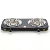 Portable Electric Coil Burner with Indicator Lights Practical Burner Cooktop Double 2000W Black