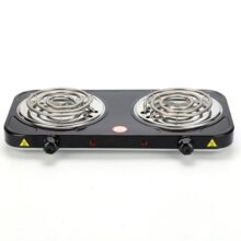 Portable Electric Coil Burner with Indicator Lights Practical Burner Cooktop Double 2000W Black