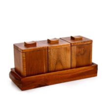 Crystal Milano Premium Teak Wood Tray with 3 Bowls | Serve & Store | Ideal for Home & Restaurants | Handcrafted & Eco-Friendly