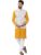 SOJANYA (Since 1958 Men’s Pure Cotton Mustard Kurta and White Pyjama With Printed Cream Nehru Jacket