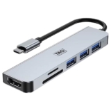 TAG USB-C Multiport Hub Dock 6 in 1 HDCP Aluminum Type-C Adapter with 4K HDMI Port, 1 x USB 3.0, 2 x USB 2.0 Ports, SD/TF Card Reader, for All Type-C Devices – MacBook Laptop, PC, Thunderbolt 3
