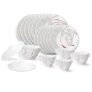 Larah by Borosil Boro Fluted Series Opalware Dinner Set | 28 Pieces for Family of 6 | Microwave & Dishwasher Safe | Bone-Ash Free | Crockery Set for Dining & Gifting | Plates & Bowls | White