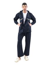 LUX VENUS Reflecting Design Tapping Rain Suit for Men Navy