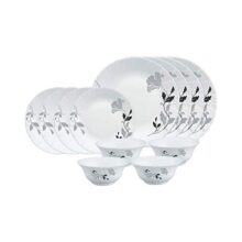 Larah by Borosil Millenia Opalware Dinner Set, 12 Pieces, White