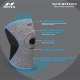 Nivia Orthopedic Knee Support For Men & Women With Patella Hole Slip-In Premium Breathable Compression Knee Sleeve, Enhanced Performance In Sports, Workouts & Daily Activities(Grey, S), Single Piece