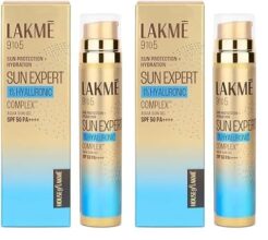 Lakmé Sun Expert 1% Hyaluronic Water-Light Sunscreen Gel Spf 50 Pa++++ Best For Oily Skin | Even Toned & Glowing Skin | Non-Sticky| Helps Reduce Pigmentation | Uva/B Protection, No White Cast 56G