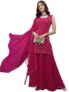 Fashion Basket Georgette Embroidered Kurta Set for Women (in, Alpha, XL, Regular, Pink)