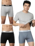 Levis Men Pack Of 3 Pure Cotton Long Length Trunk With Ultrasoft Waistband