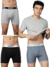 Levis Men Pack Of 3 Pure Cotton Long Length Trunk With Ultrasoft Waistband