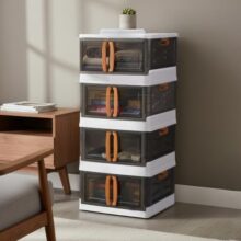 CELLO Foldable Plastic Cupboard for Storage | DIY Collapsible Wardrobe & Luggage Organizer | PP Cabinet for Clothes | White Finish