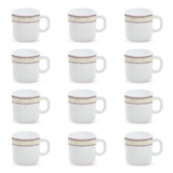 Larah by BOROSIL Elega Opalware Mug, Set of 12 Tea/Coffee Mugs, 180 ml Each, Microwave & Dishwasher Safe, Bone-Ash Free, Crockery Set Ideal for Daily Use & Gifting, White