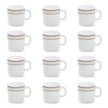 Larah by BOROSIL Elega Opalware Mug, Set of 12 Tea/Coffee Mugs, 180 ml Each, Microwave & Dishwasher Safe, Bone-Ash Free, Crockery Set Ideal for Daily Use & Gifting, White