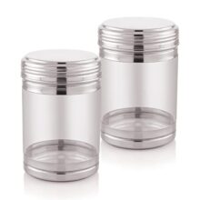 Attro Nexon Stainless Steel See Through Airtight Containers For Masala Box, Dry Fruit Jars, Kitchen Container, Storage Box, 1200 Ml – Set Of 2, Silver