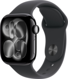 Apple Watch Series 11 GPS 42mm Jet Black Aluminium Case Black Sport Band – M/L(Black Strap, Medium/Large)
