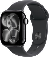 Apple Watch Series 11 GPS 42mm Jet Black Aluminium Case Black Sport Band – M/L(Black Strap, Medium/Large)