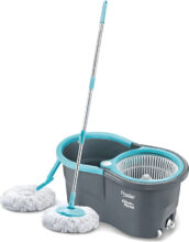 Prestige Alpha With 2 Microfiber Heads 360 Degree Spinner Mop Set(Grey, Blue)