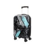 Kamiliant by American Tourister ATHER|Printed Cabin Trolley Bag Small Size (55 cms) for Travel| Hard Case Polypropylene (PP) Suitcase|360° 8-Wheel Spinner Luggage Trolley|Combination Lock|Black