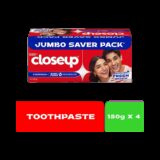 Closeup Long lasting 18 Hours Of Fresh Breath and White Teeth Toothpaste(600 g, Pack of 4)