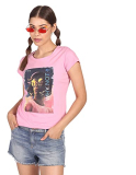 SUGR by Unlimited Women Regular Fit T-Shirt (Pink_M)