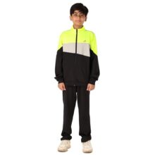 Vector X OKTS-325 Kids Winter Wear Regular Fit Sports Wear Tracksuit (Size: 28, Color: Black/Grey/F-Green)