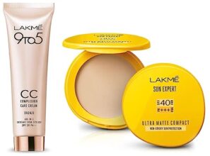 LAKMÉ Sun Expert Ultra Matte Spf 40 Pa+++ Compact, 7G And Lakmé 9 To 5 Complexion Care Face Cream For All Skin Type, Bronze, 30G