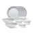 Larah By Borosil – Tiara Series, Black Grey Cone, 10 Pcs, Opalware Floral Dinner Set, White