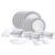 Larah By Borosil Ocean Fluted Series Opalware Dinner Set | 40 Pieces For Family Of 6 | Microwave & Dishwasher Safe | Bone-Ash Free | Crockery Set For Dining & Gifting | Plates & Bowls | White
