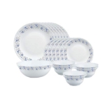 Larah By Borosil Mist Opalware Dinner Set, 19 Pieces, White