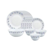 Larah By Borosil Mist Opalware Dinner Set, 19 Pieces, White