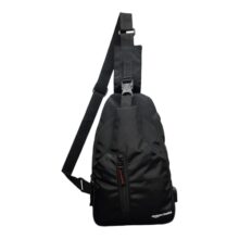 Amazon Basics Cross Body Backpack With 3 Pockets For Unisex | Usb Charger | Water Resistant | Suitable For Outdoor Activities | Black