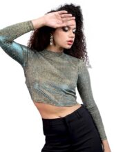 Tokyo Talkies Self Design Crop Top