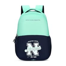United Colors of Benetton Unisex High-School Backpack PETRO – Mint Green | Printed Daypack with 3 Compartments, Airmesh Padding | Backpack for School Girls and Boys | 28L Capacity