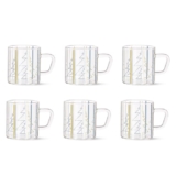 Borosil Classic Sintra 6 Pcs Tea n Coffee Borosillicate Glass 210 ml Mug Set | Microwave Safe | Scratch Resistance | Lightweight | for Chai, Green Tea, Milk