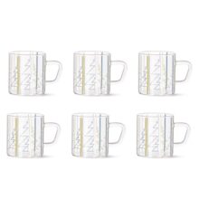 Borosil Classic Sintra 6 Pcs Tea n Coffee Borosillicate Glass 210 ml Mug Set | Microwave Safe | Scratch Resistance | Lightweight | for Chai, Green Tea, Milk