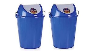Aristo Plastic Swing Lid Dustbin With Side Handle 80 Ltr Blue & Blue Pack Of 2